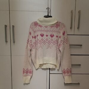 Forever 21 Cream and Pink Turtleneck Sweater